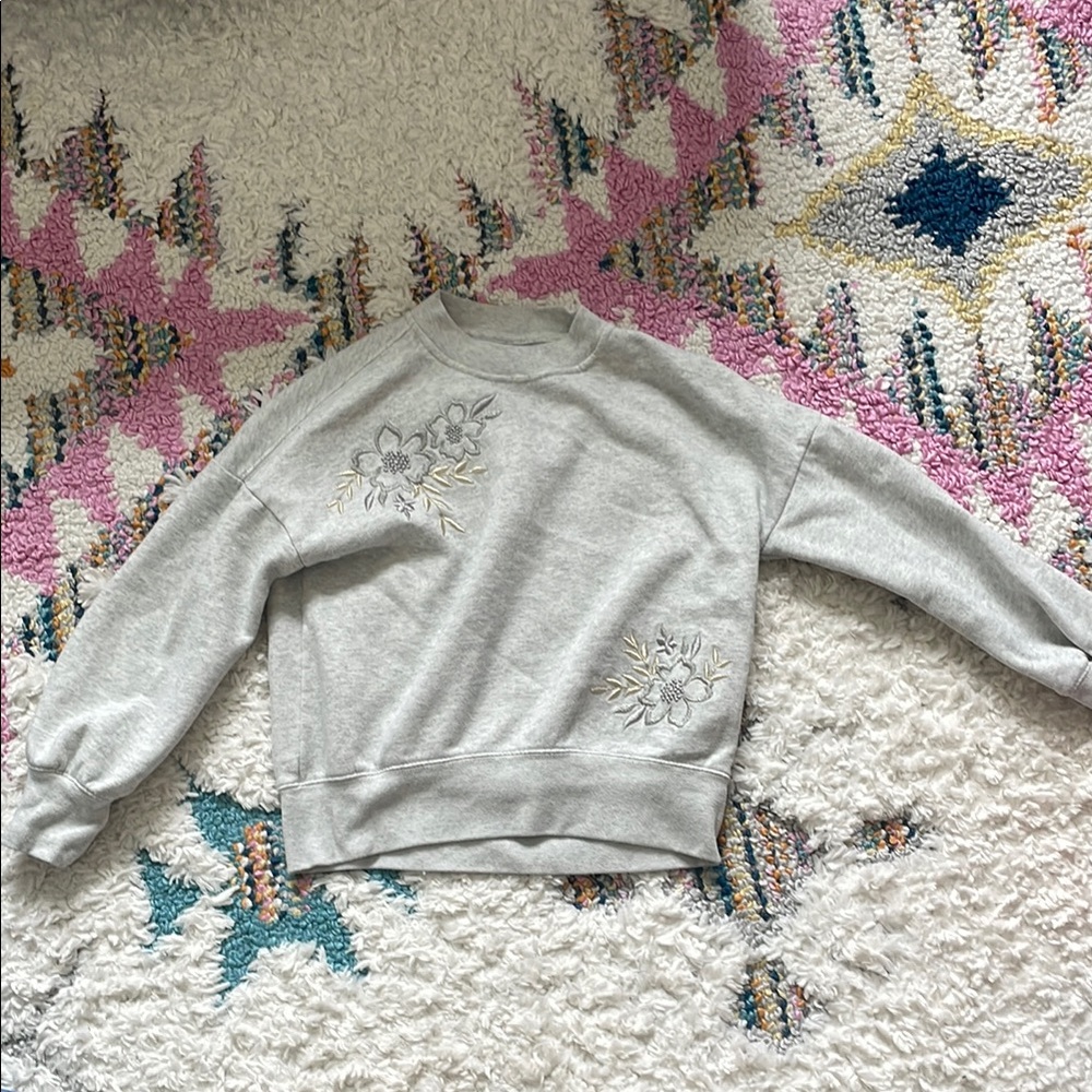 Abercrombie Kids Gray Sweatshirt with Floral Embroidery